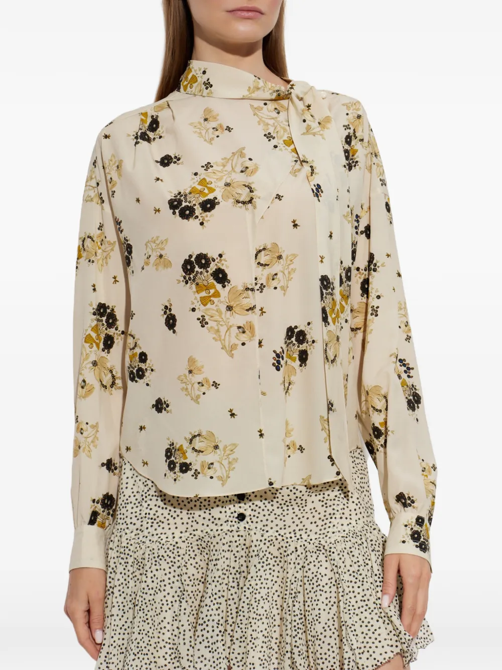 ISABEL MARANT Fedry printed silk blouse Beige