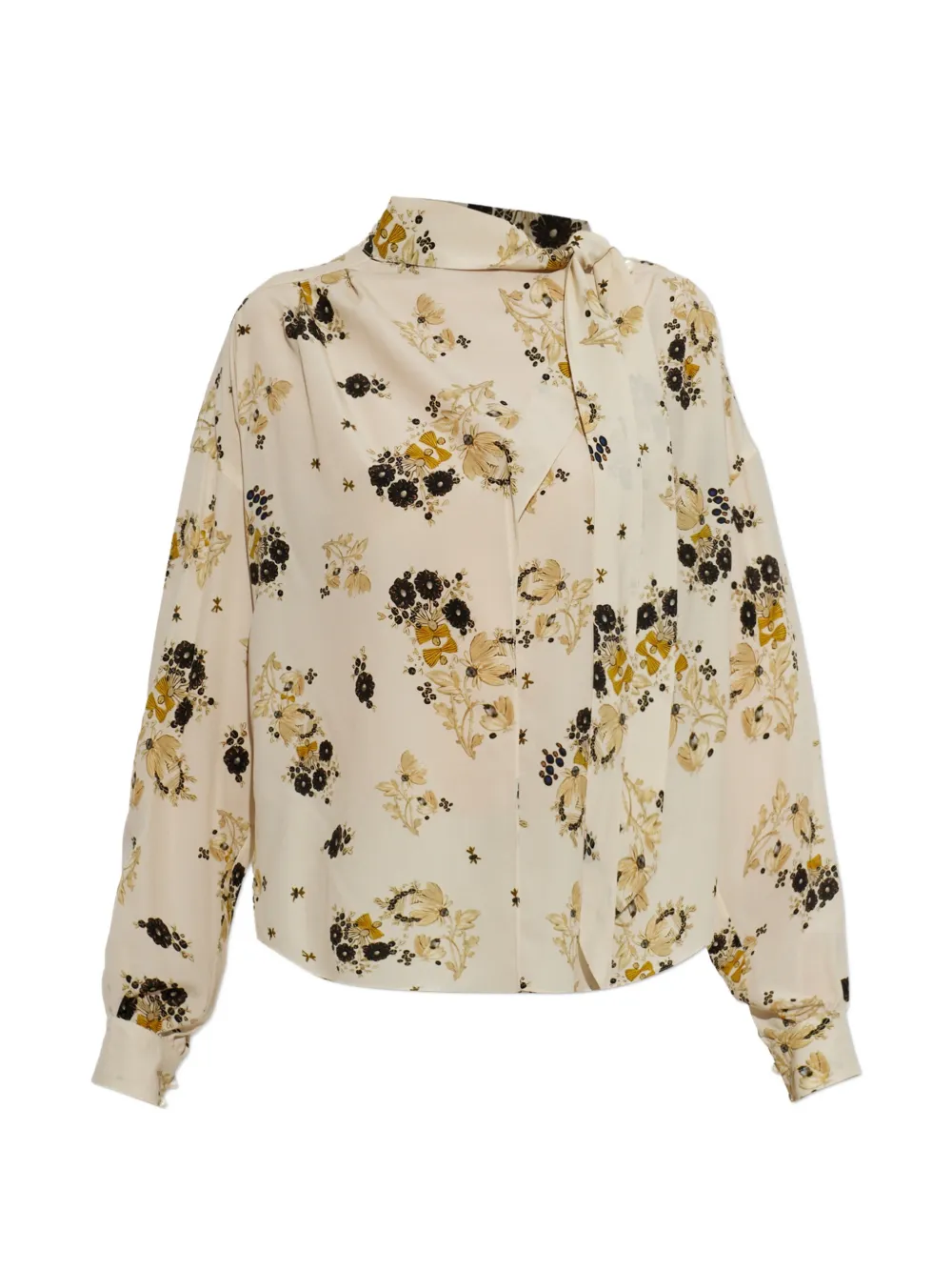 ISABEL MARANT floral-print tie-neck top - Neutrals