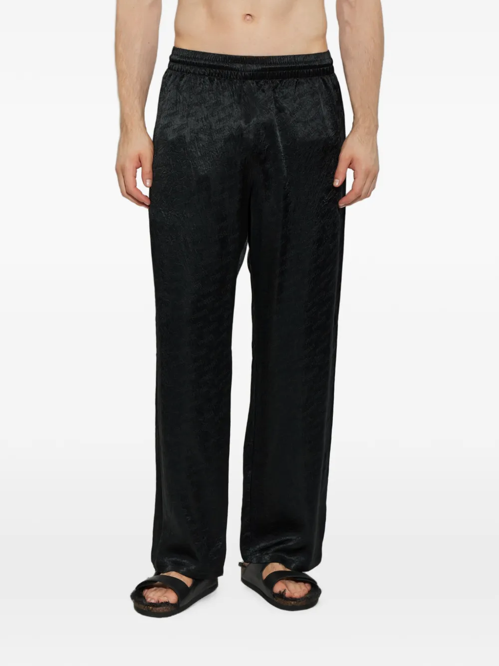 Diesel Broek met elastische tailleband en logo-jacquard Zwart