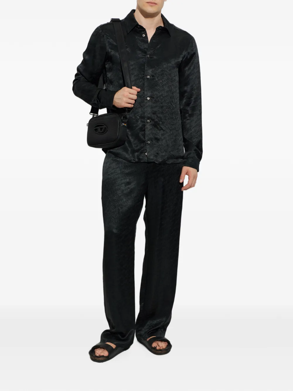 Diesel Broek met elastische tailleband en logo-jacquard Zwart