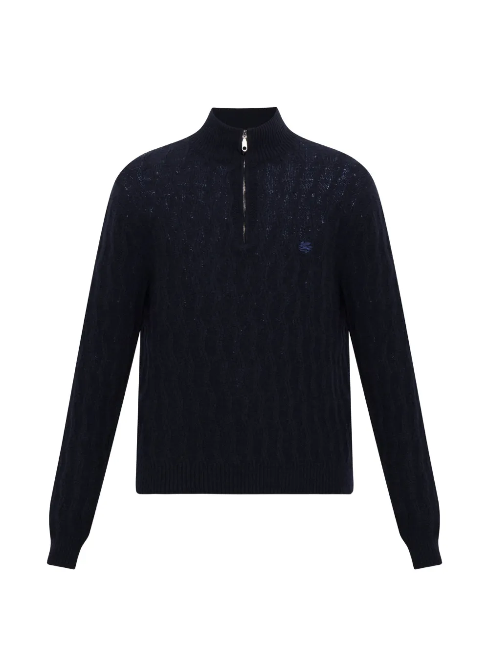 ETRO quarter-zip cable-knit sweater - Blau