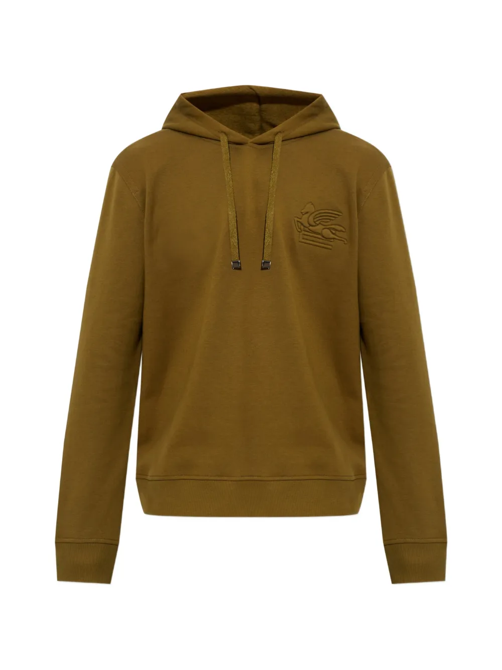 Etro Pegaso-embroidered Drawstring Hoodie In 브라운