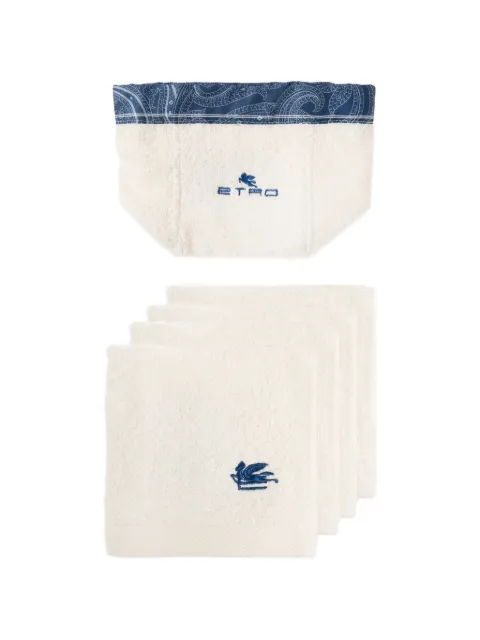 ETRO HOME Pegaso-embroidered paisley-trim basket and towels set (set of four)