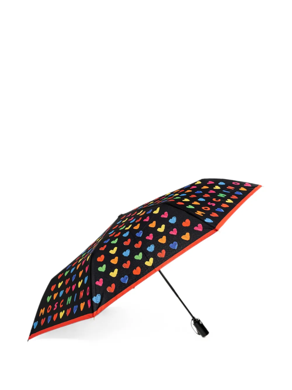 Moschino Opvouwbare paraplu met hartprint Zwart