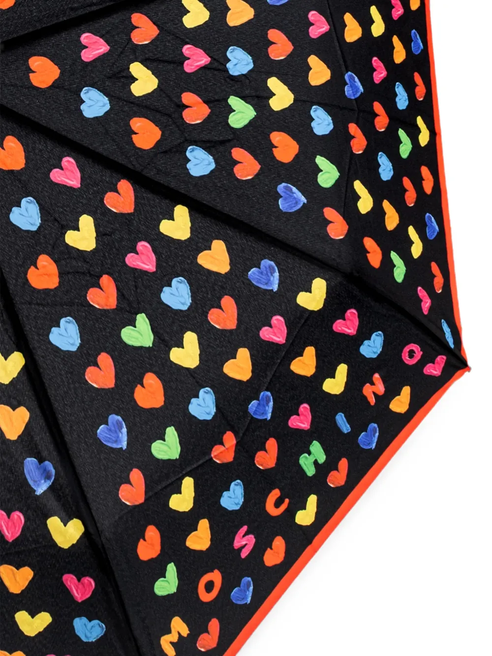 Moschino Opvouwbare paraplu met hartprint Zwart
