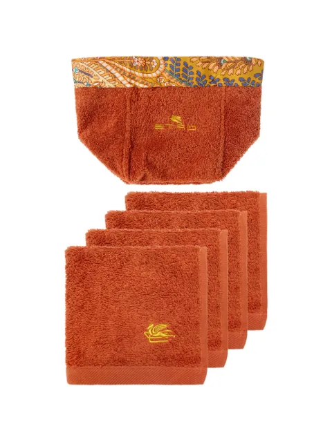 ETRO HOME Pegaso-embroidered paisley-trim basket and towels set (set of four)
