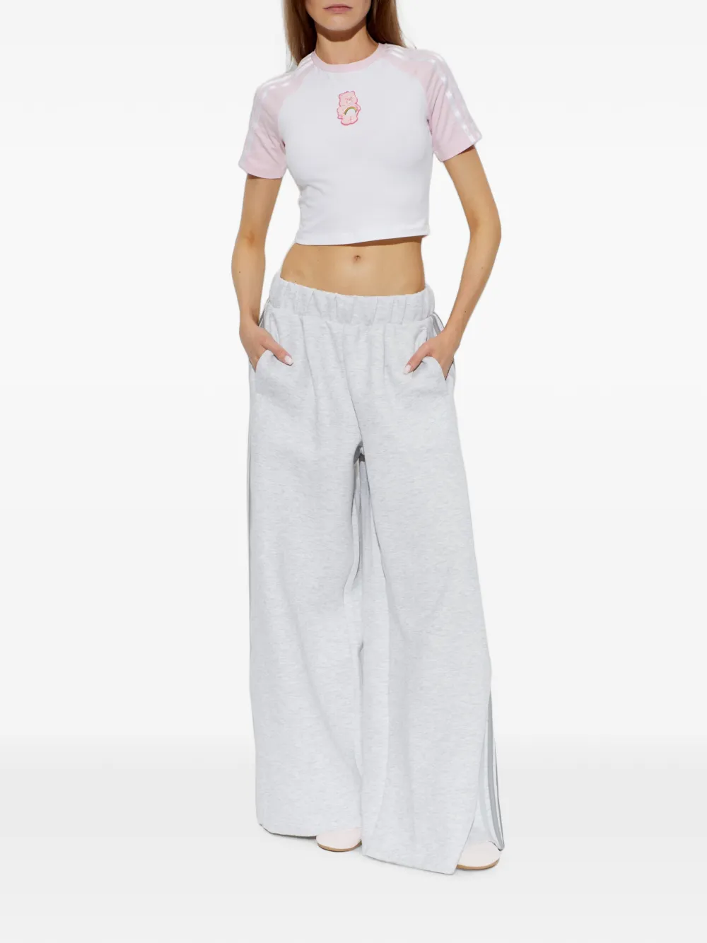 adidas Care Bears patch cropped T-shirt Wit