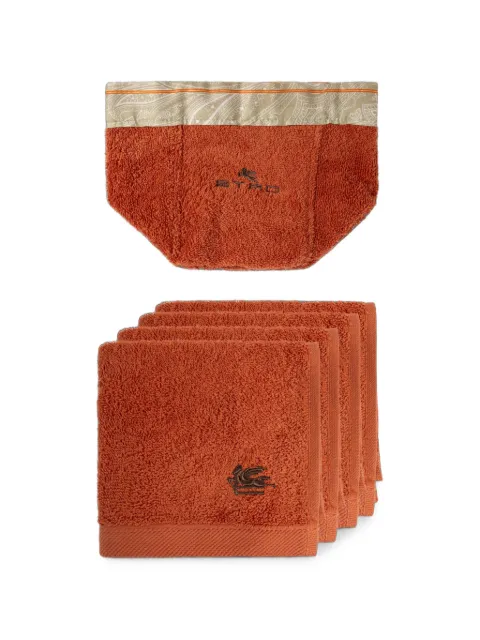 ETRO HOME Pegaso-embroidered paisley-trim basket and towels set (set of four)