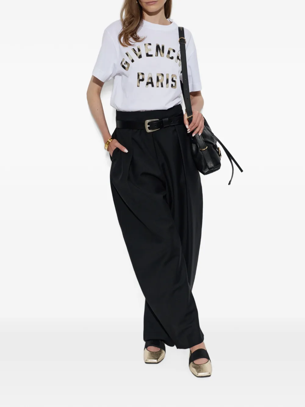 Givenchy Sliced metallic leather ballet flats Goud