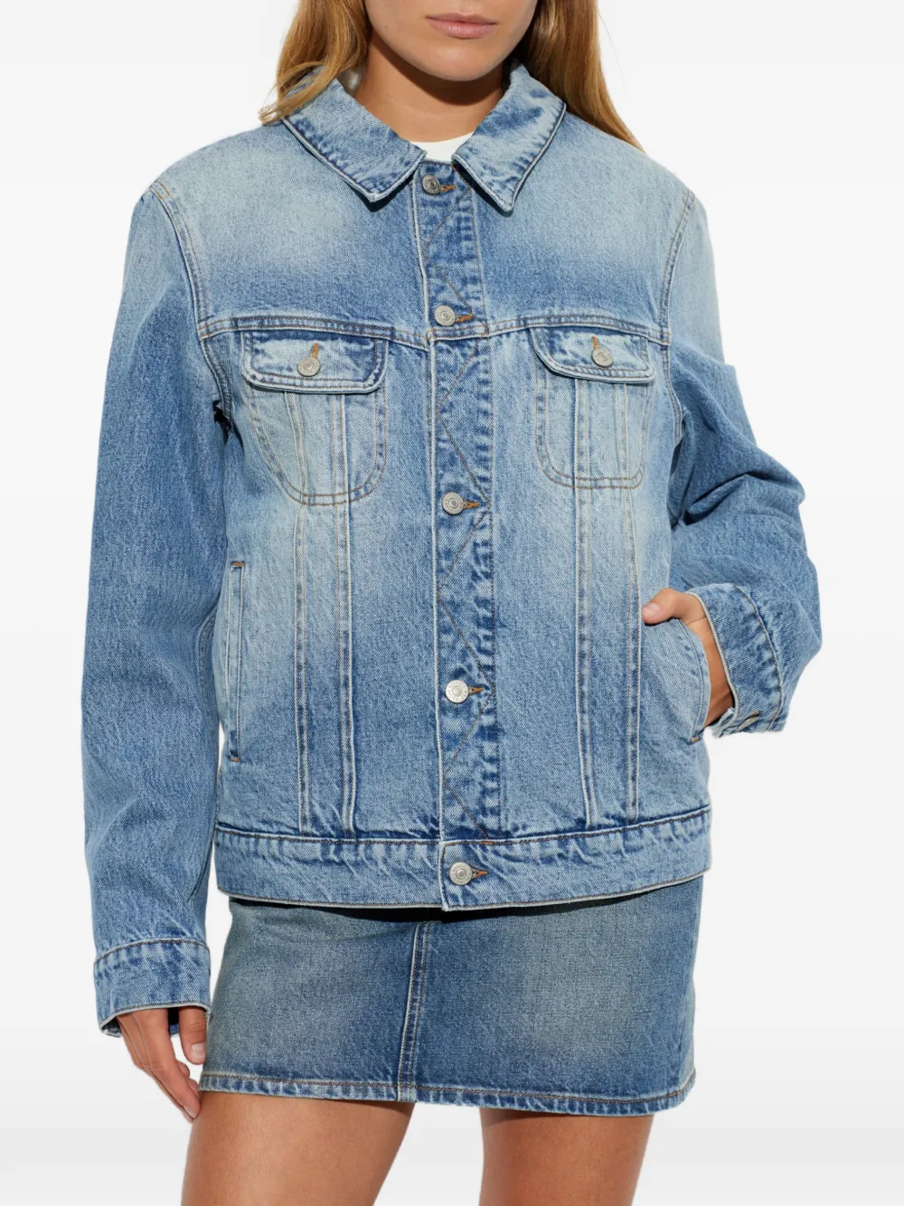 MM6 Maison Margiela Denim jack met vlakken en vervaagd effect Blauw