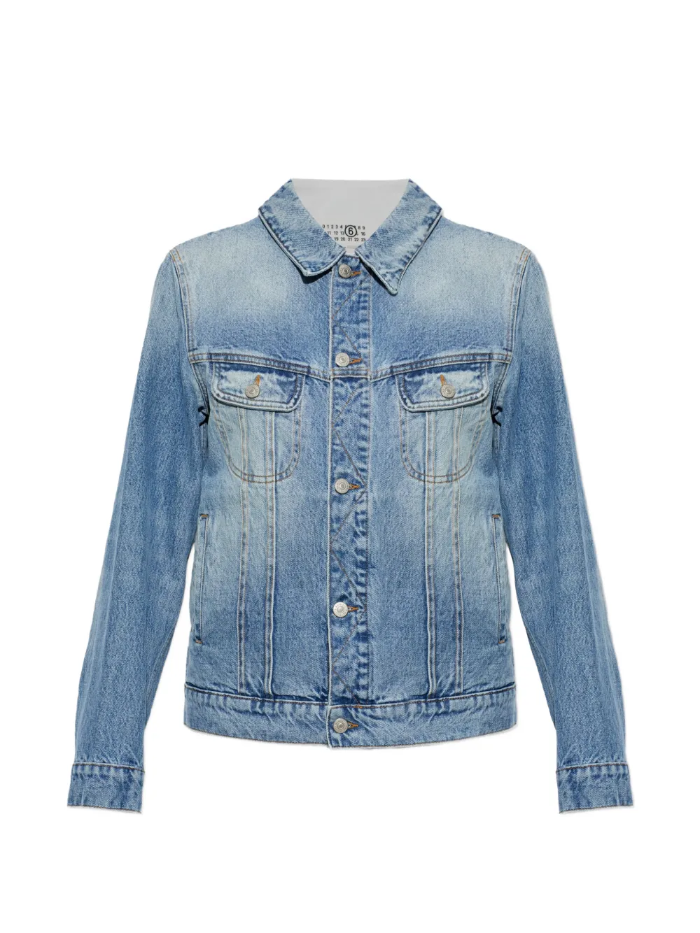 MM6 Maison Margiela faded-effect panelled denim jacket - Blu