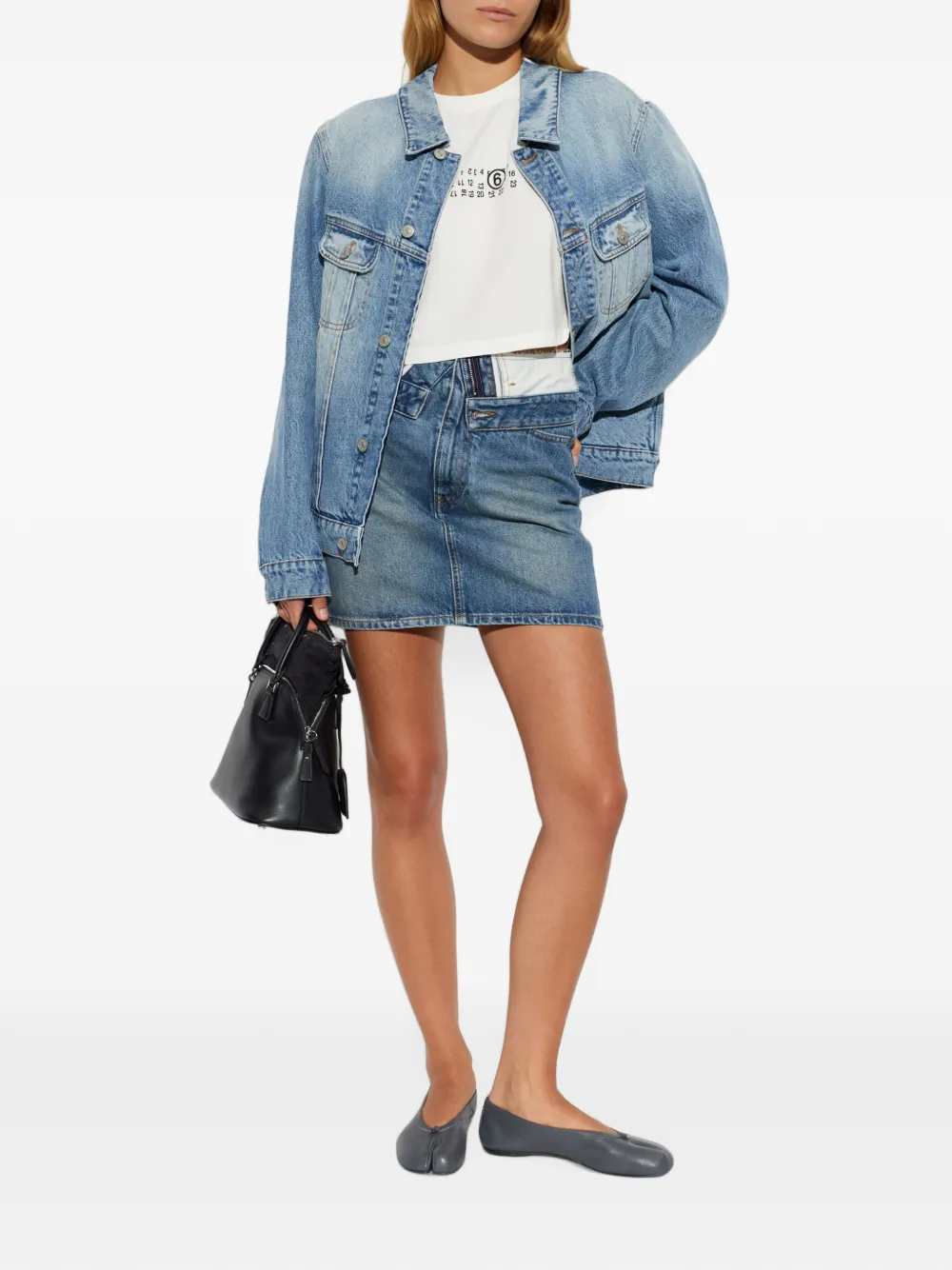 MM6 Maison Margiela Denim jack met vlakken en vervaagd effect Blauw
