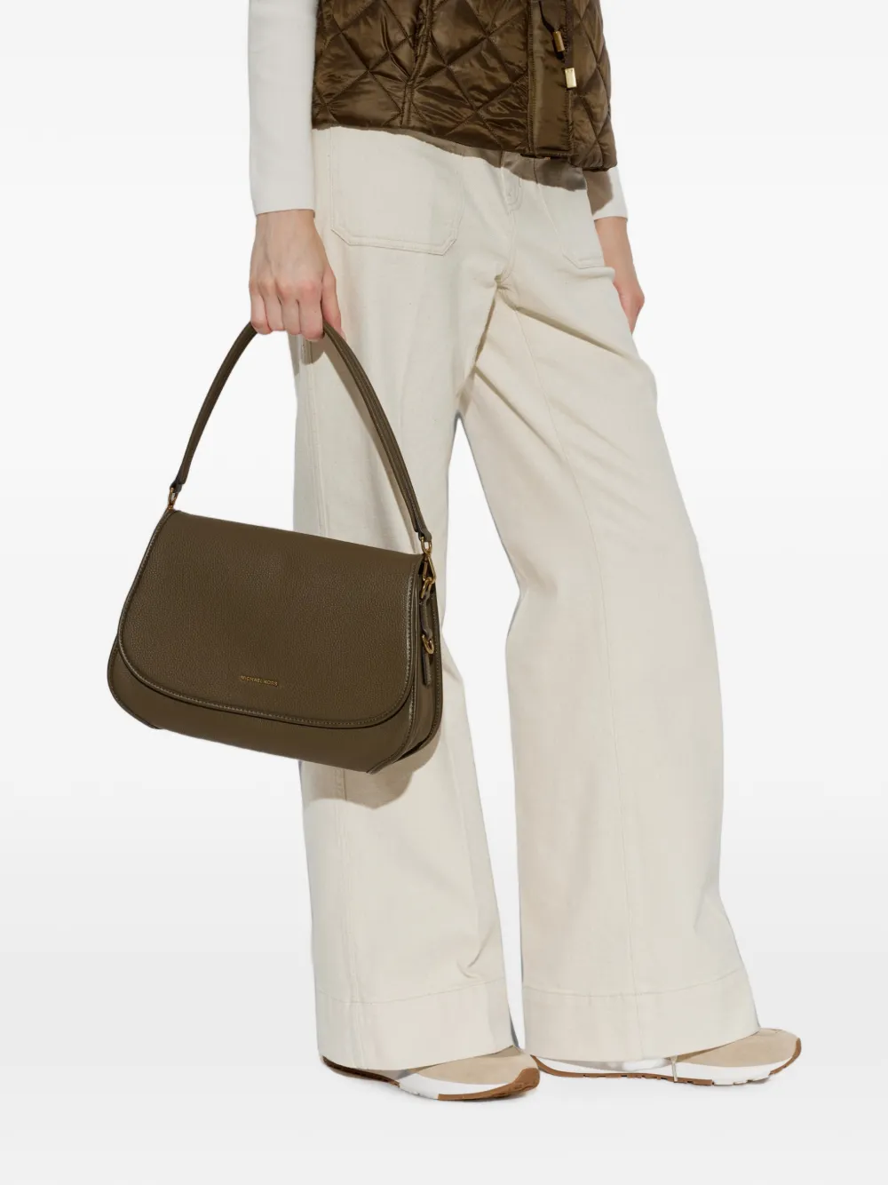 Michael Kors Holmes pebbled leather shoulder bag Bruin