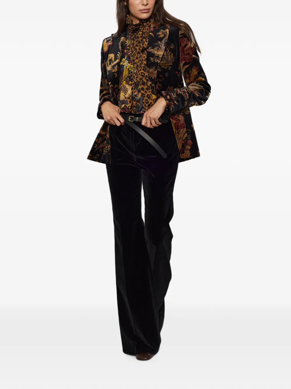 ETRO Zijden top met dierenprint Zwart