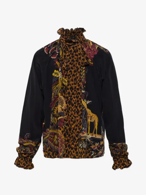 ETRO top de seda con animal print
