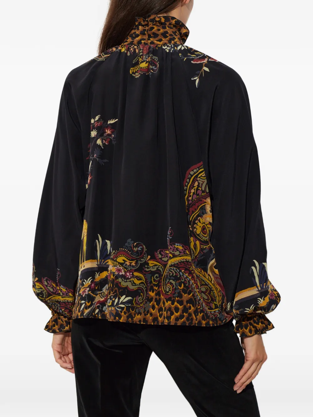 ETRO Zijden top met dierenprint Zwart