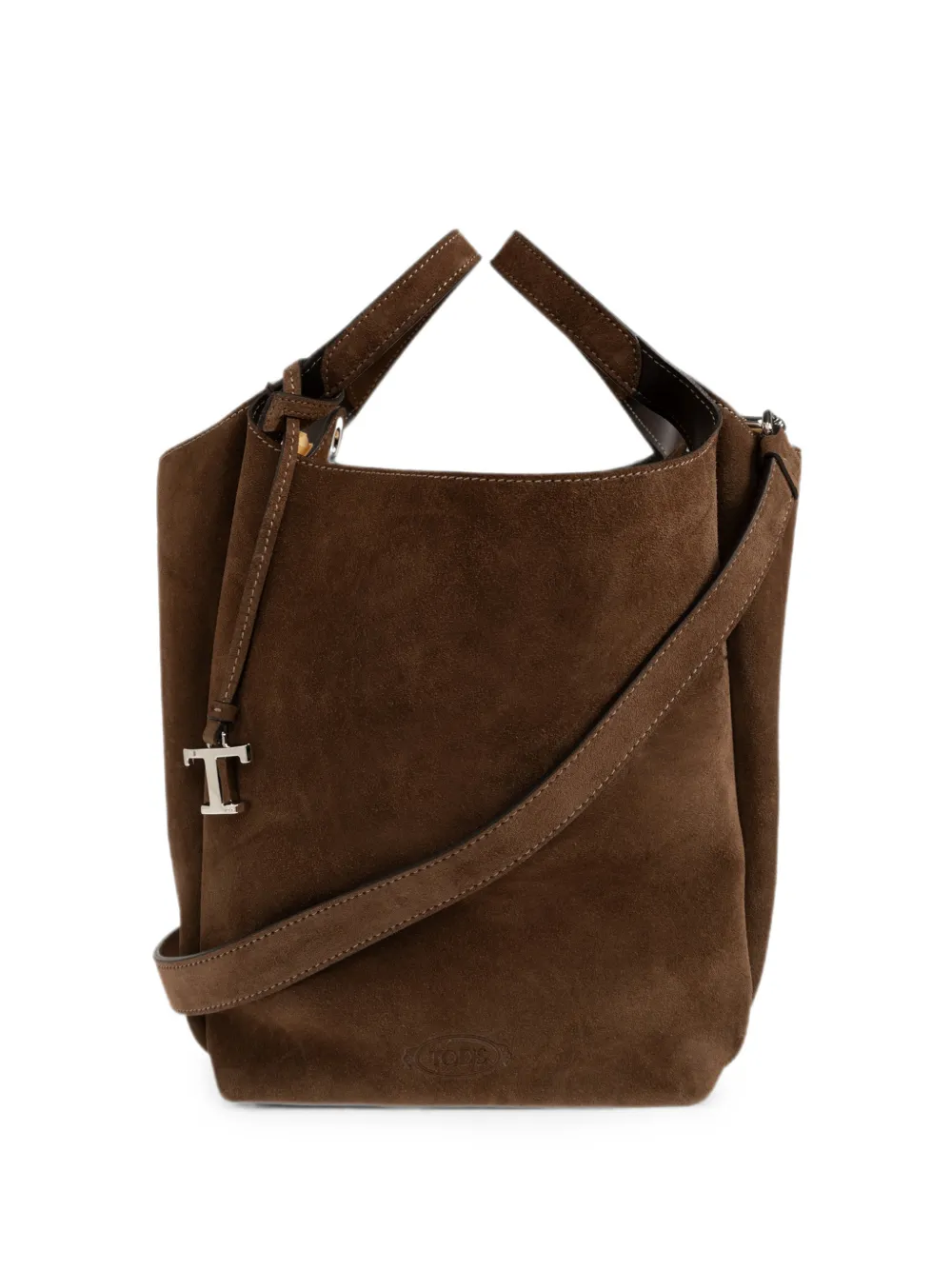 Tod's T Timeless suede tote bag - Brown