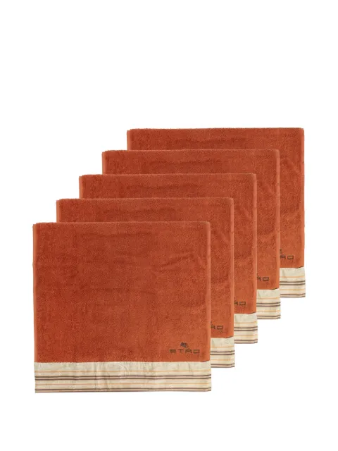 ETRO HOME Paisley-print embroidered-logo towels set (set of five)