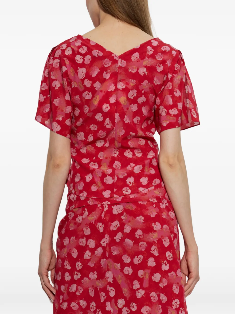 ISABEL MARANT Faljane floral-print blouse Rood