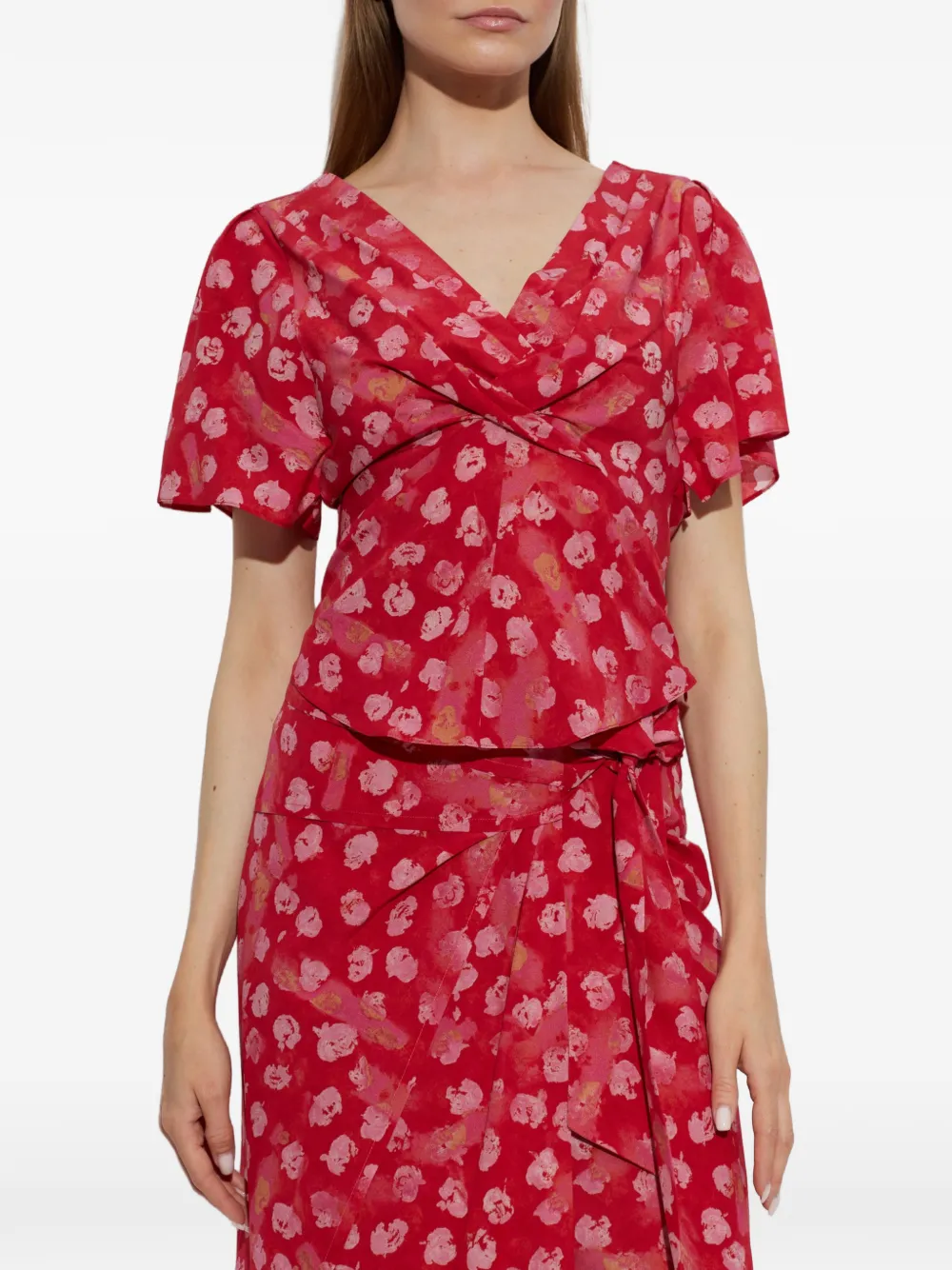 ISABEL MARANT Faljane floral-print blouse Rood