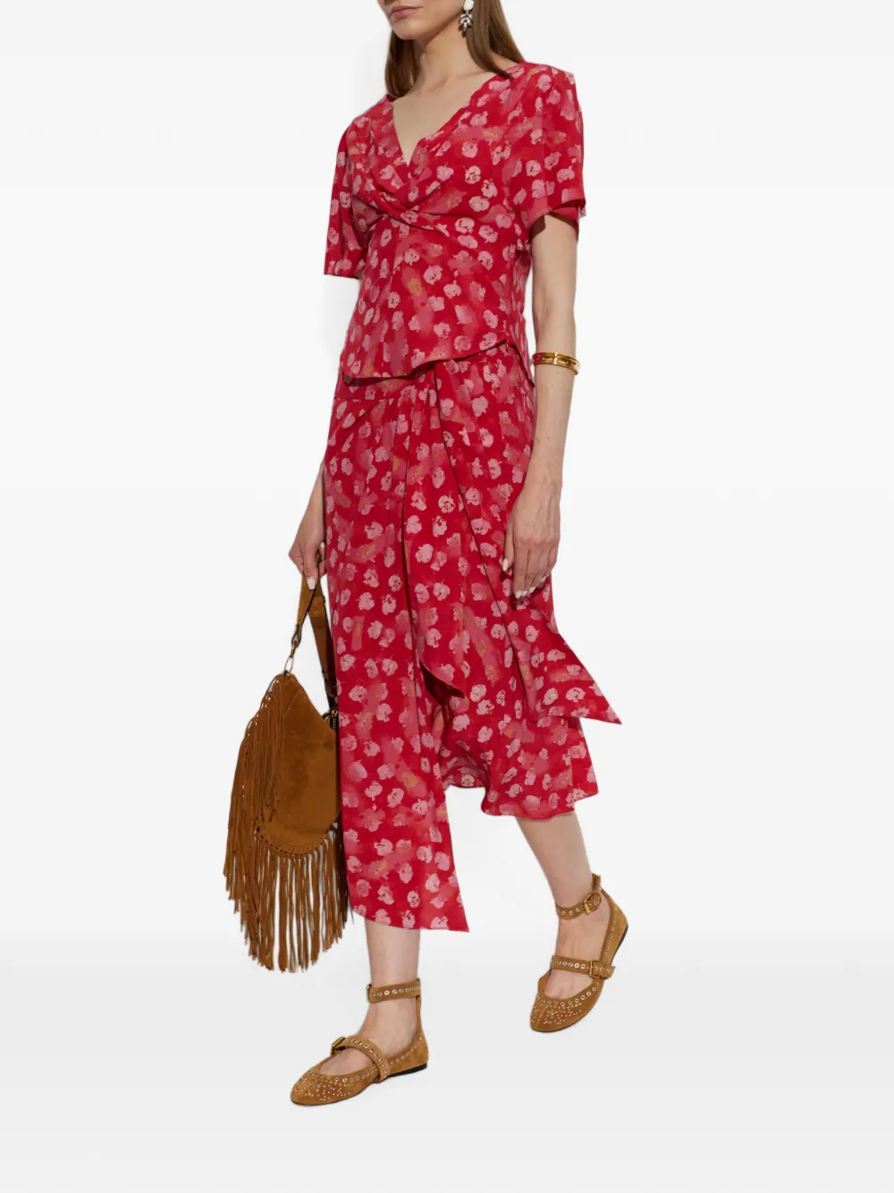 ISABEL MARANT Faljane floral-print blouse Rood