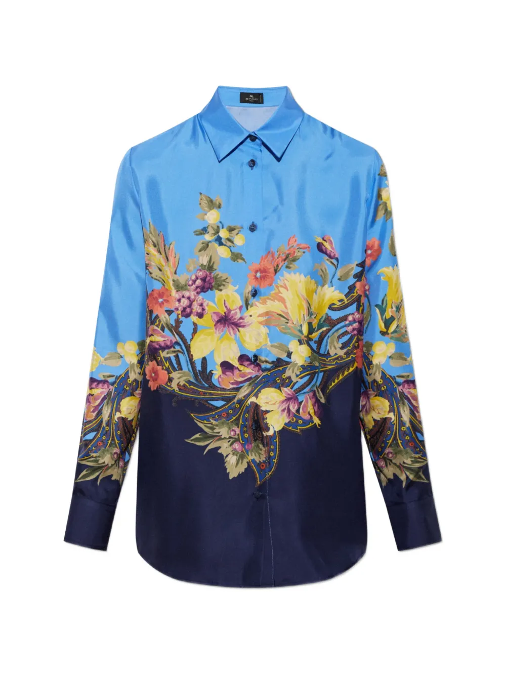 ETRO floral-print silk shirt - Blau