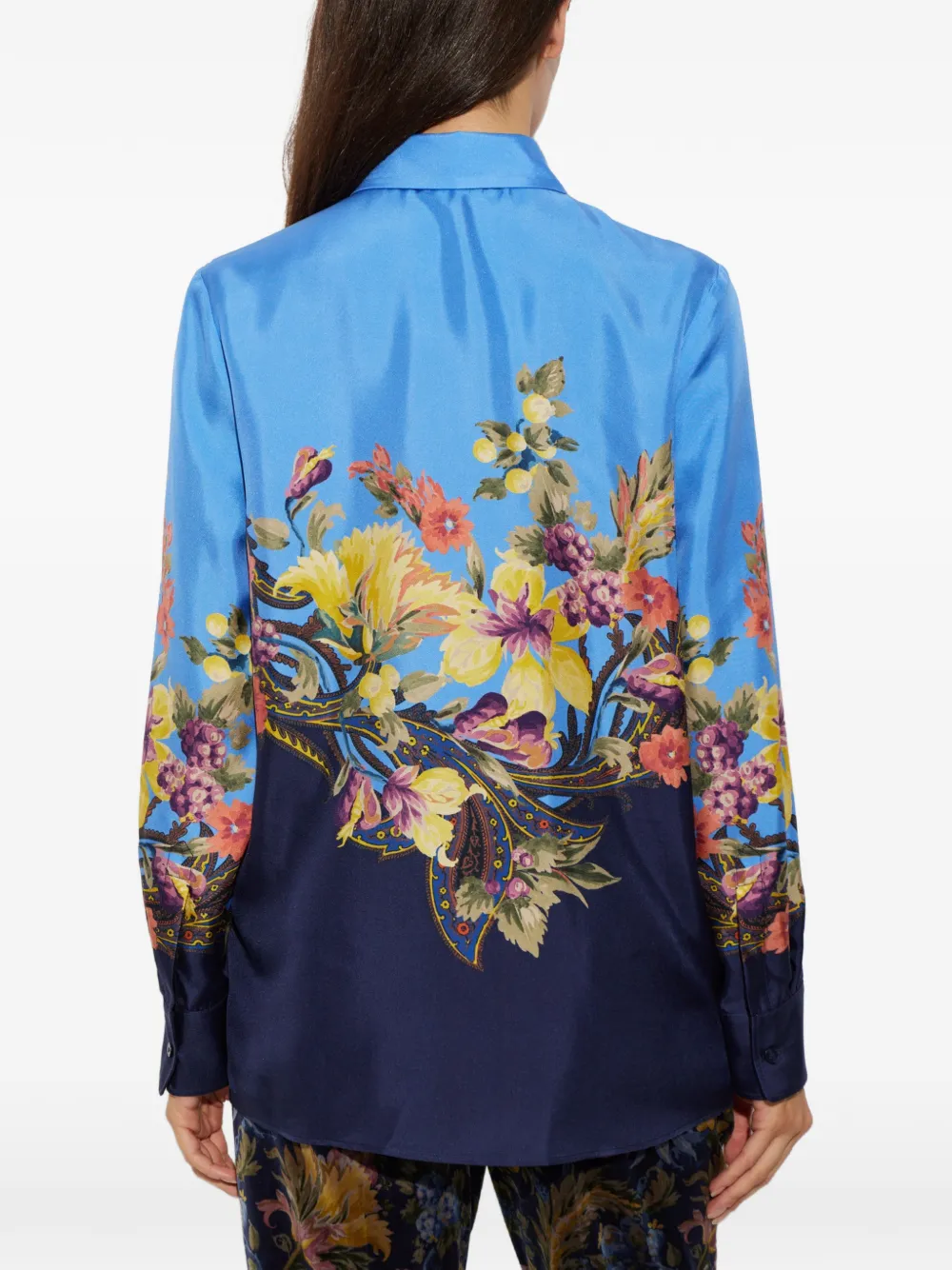 ETRO Zijden blouse met bloemenprint Blauw