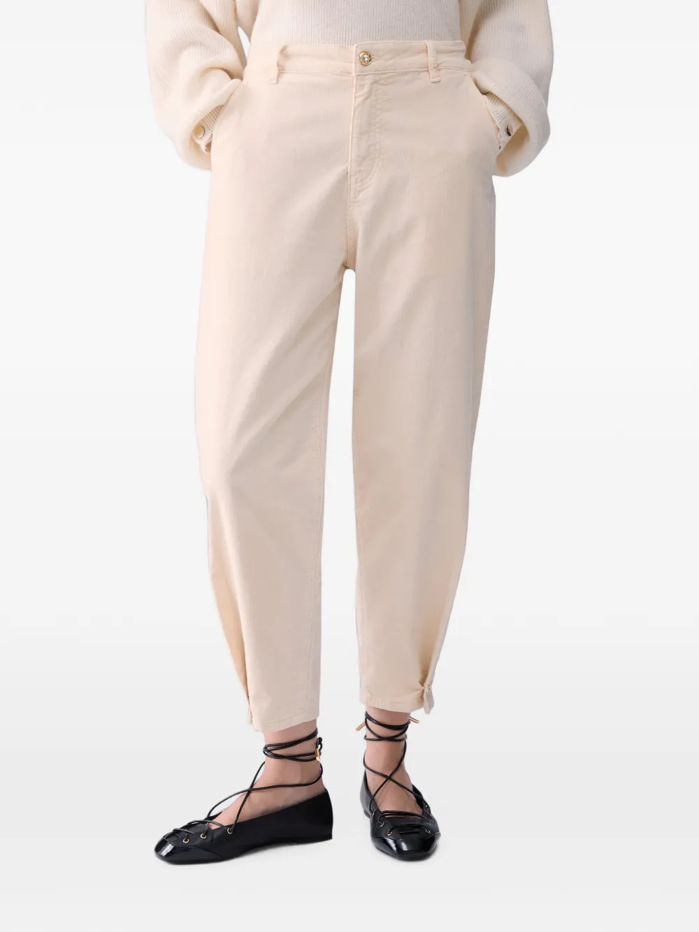 LIU JO Fluwelen boyfriend broek Beige