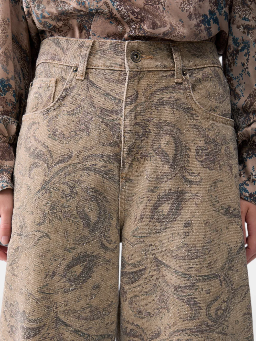 LIU JO Boyfriend broek met glitters-print Beige