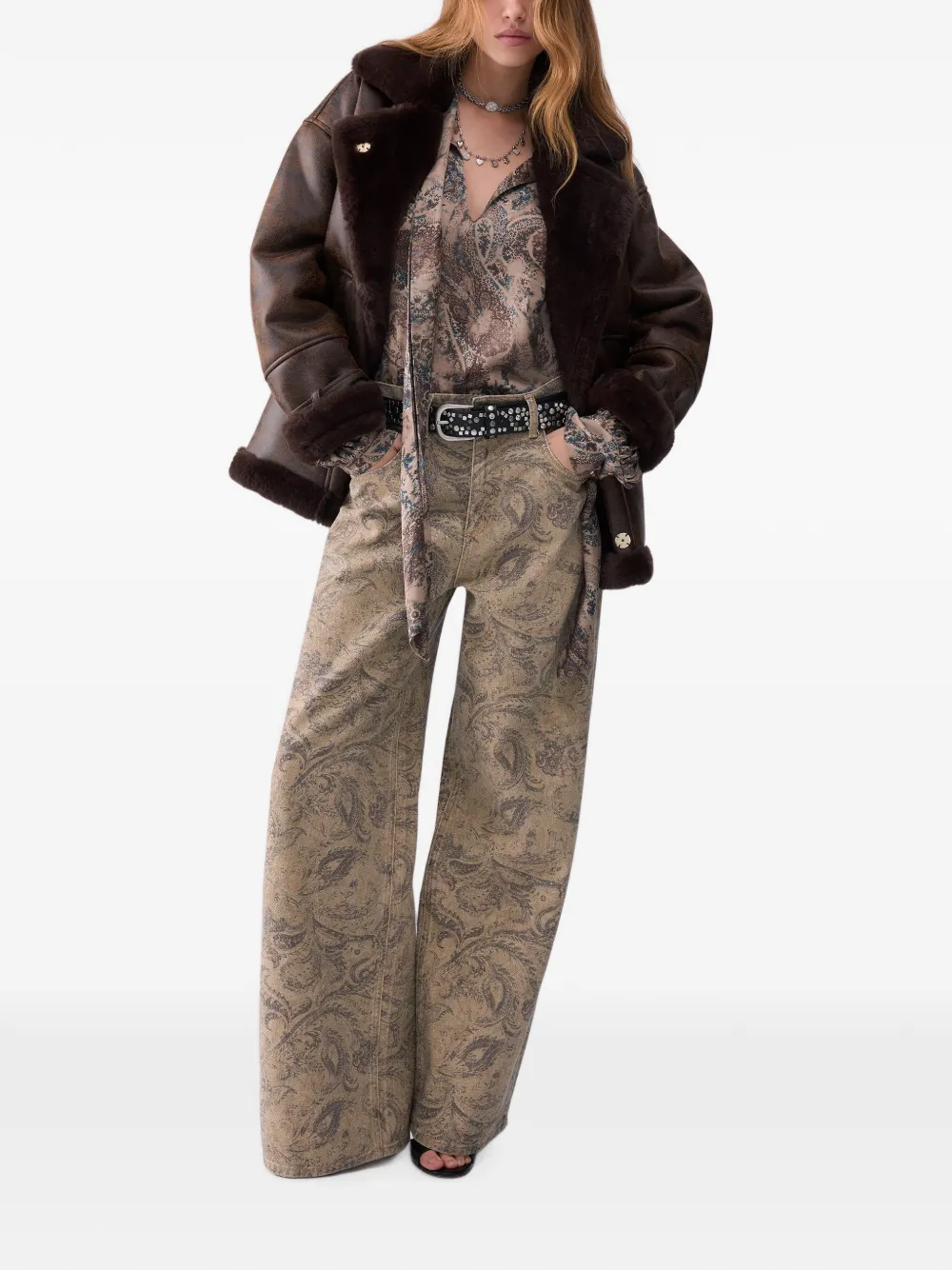 LIU JO Boyfriend broek met glitters-print Beige