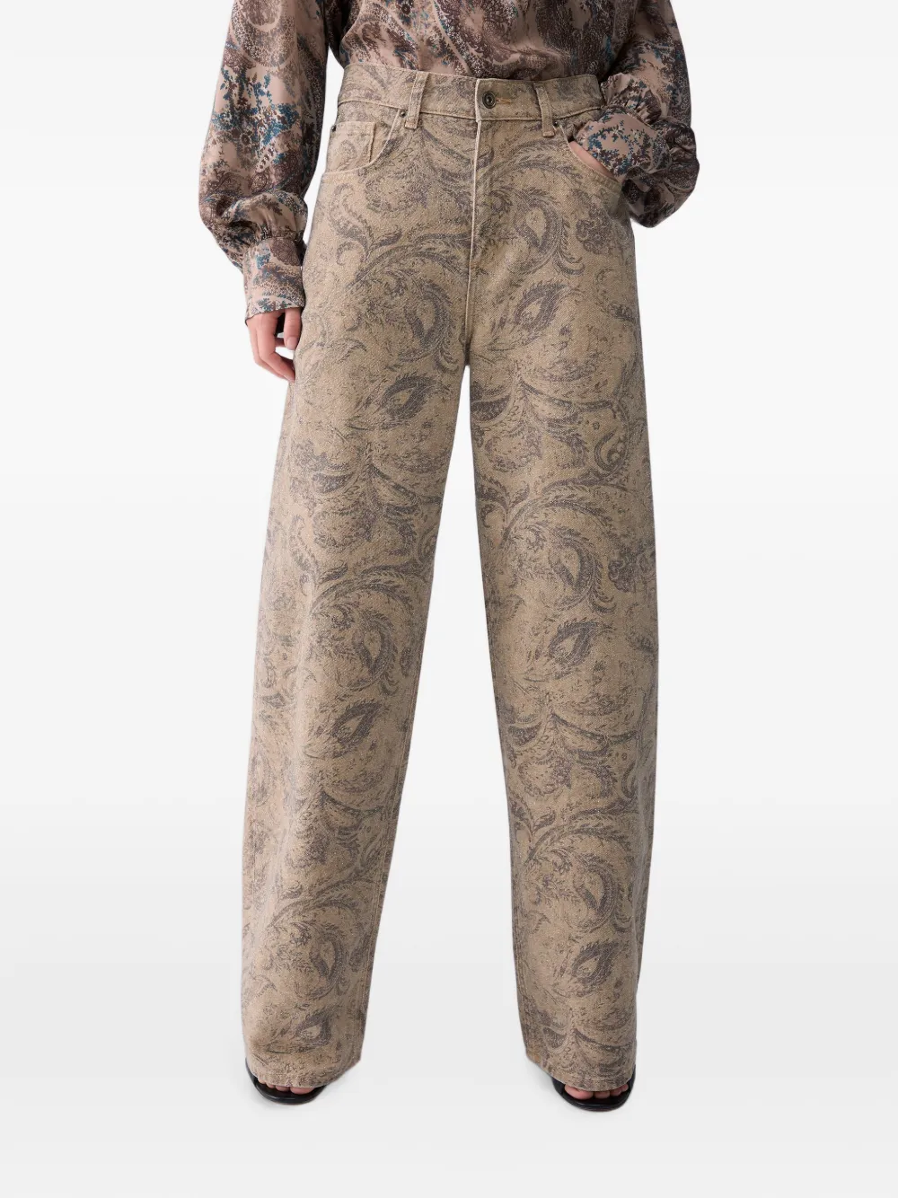 LIU JO Boyfriend broek met glitters-print Beige