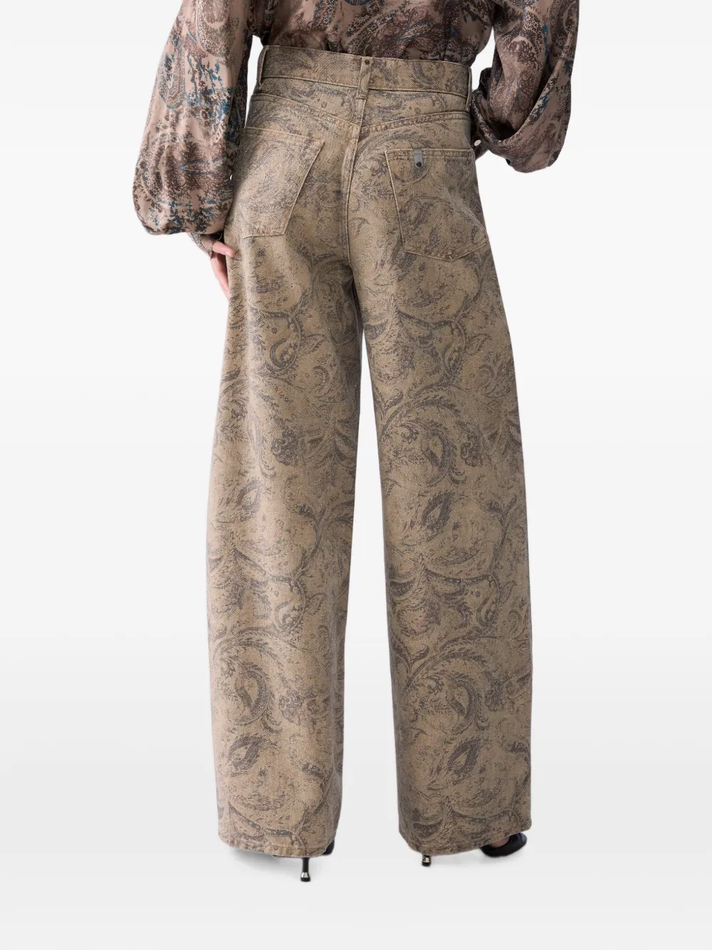 LIU JO Boyfriend broek met glitters-print Beige