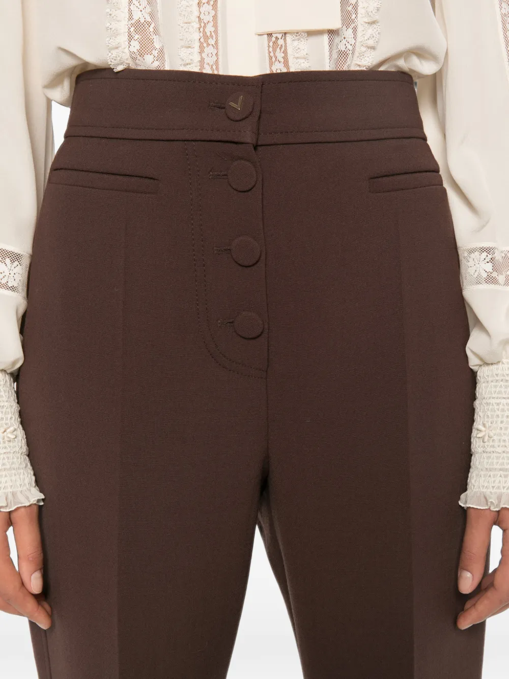 Valentino Garavani VLogo broek met knoopsluiting Bruin