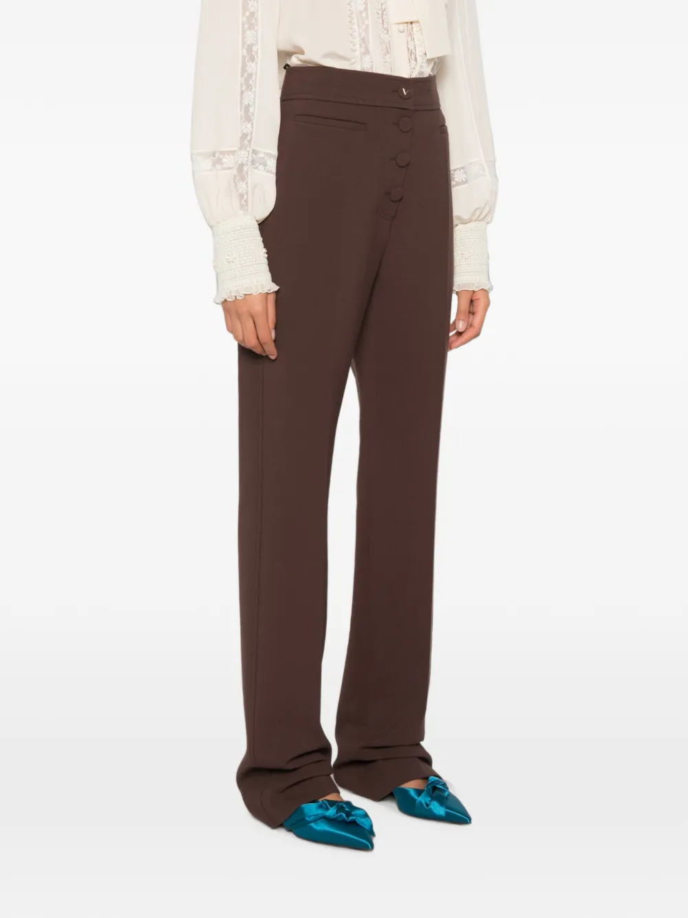 Valentino Garavani VLogo broek met knoopsluiting Bruin