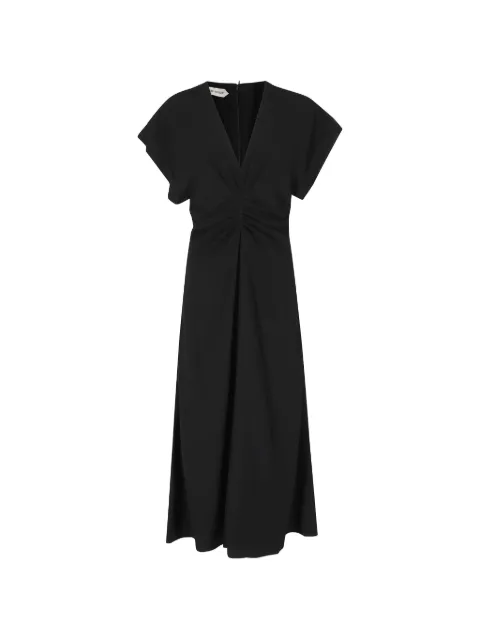 Alberta Ferretti midi gathered-detail V-neck dress