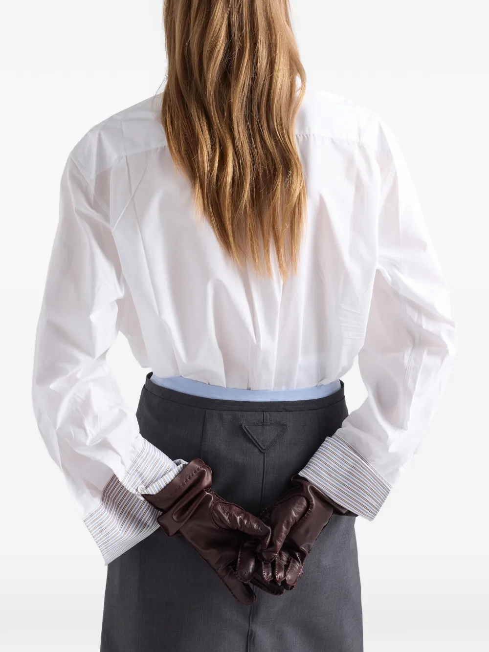 Prada Gestreepte blouse met borstzak Wit