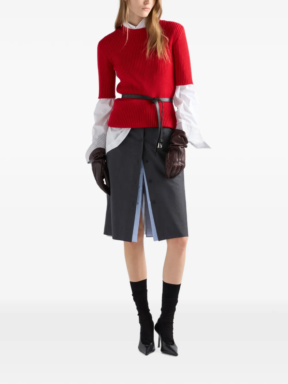 Prada Gestreepte blouse met borstzak Wit