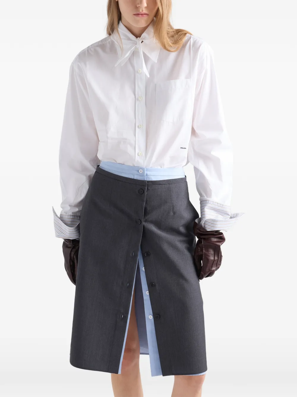Prada Gestreepte blouse met borstzak Wit