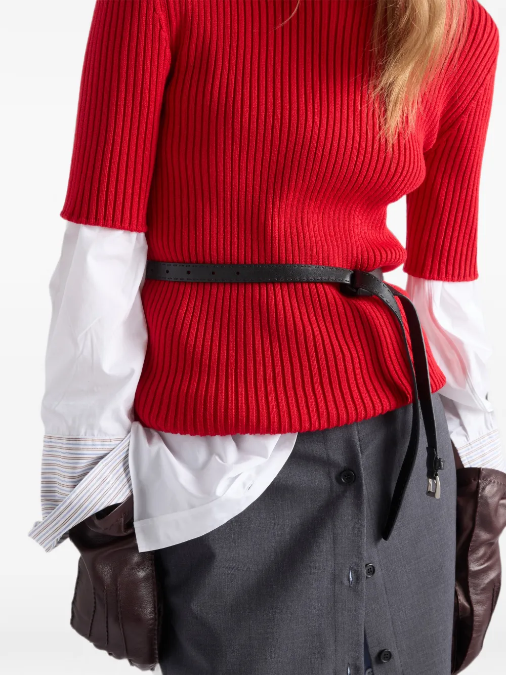 Prada Gestreepte blouse met borstzak Wit
