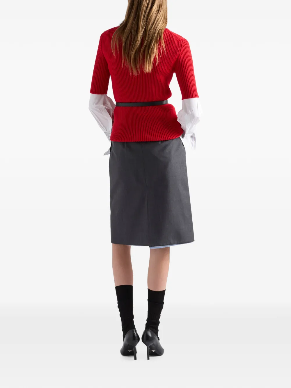 Prada Midi-rok met gelaagd effect en knopen Grijs