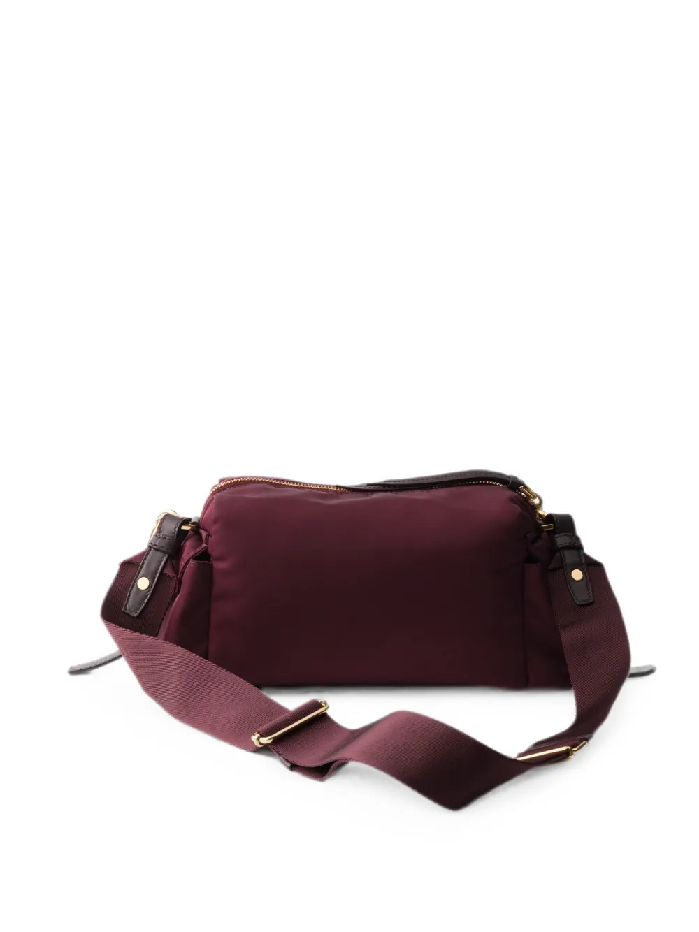 Prada Explore kleine Re-Nylon en leren schoudertas Rood