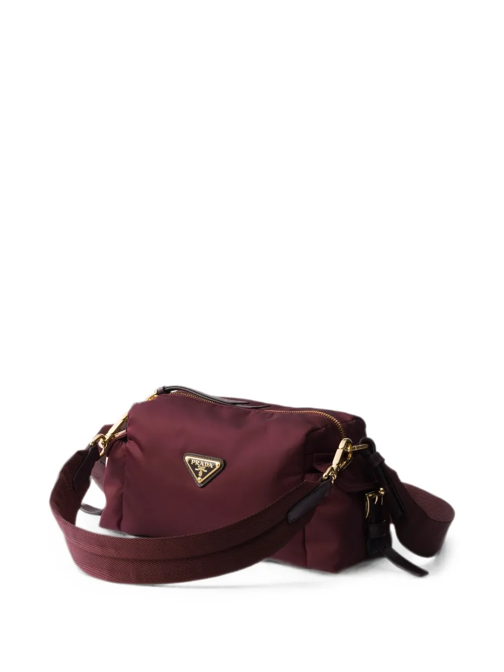 Prada Explore kleine Re-Nylon en leren schoudertas Rood