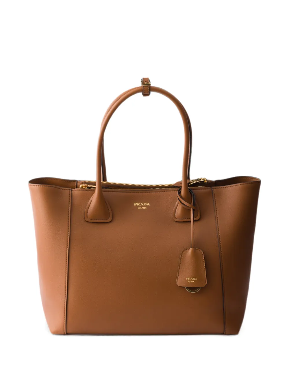 Prada Borsa tote grande in pelle - Marrone