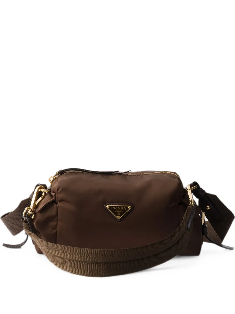 Prada Explore small Re-Nylon and leather shoulder bag - Marrone