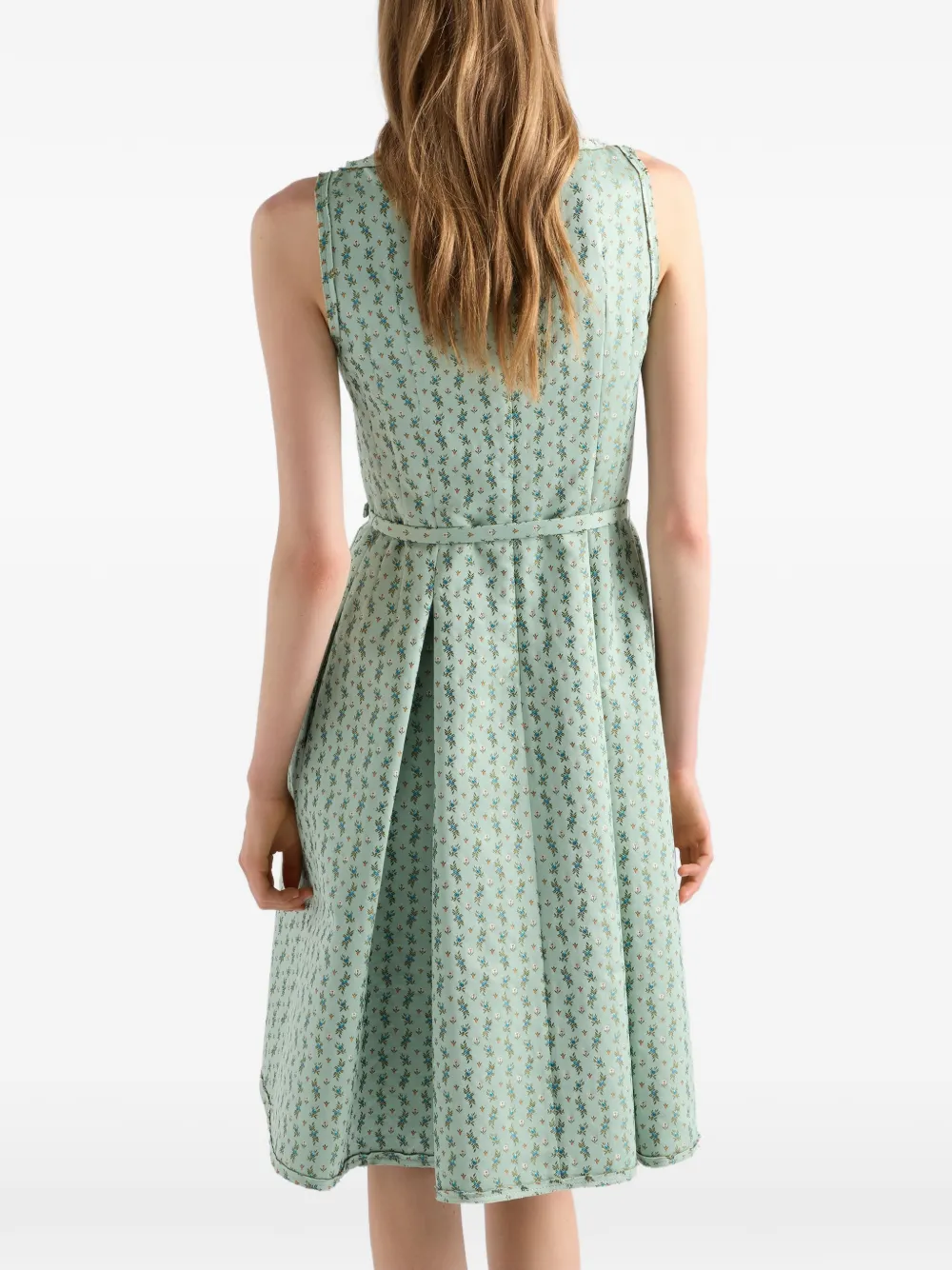 Prada Jurk met bloemen-print Groen