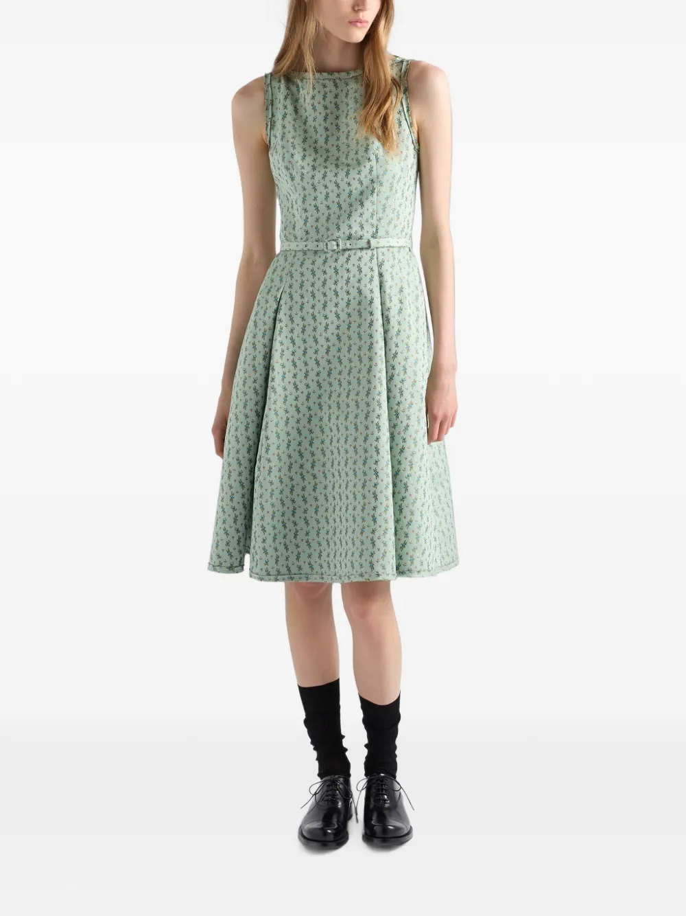 Prada Jurk met bloemen-print Groen