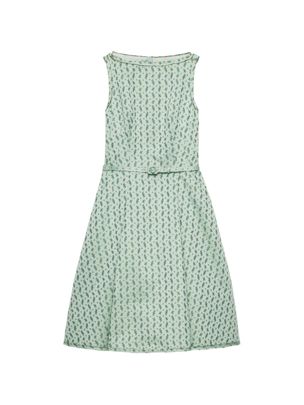 Prada Floral-print Duchess Dress In Green