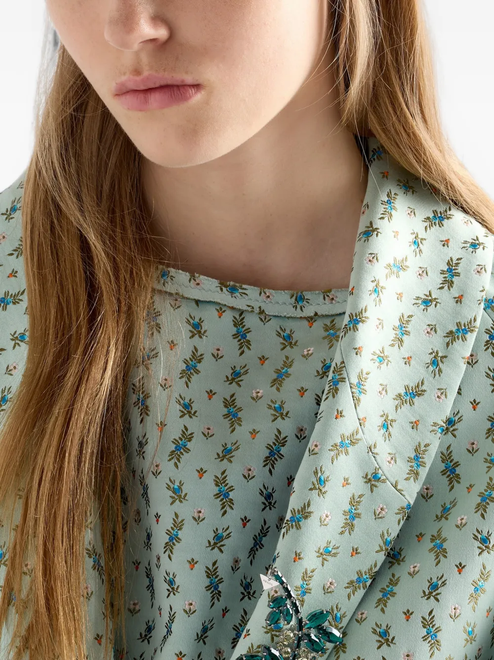 Prada Jurk met bloemen-print Groen