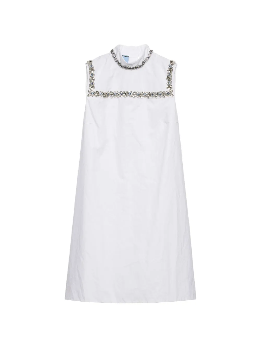 Prada Embroidered Old Reps Fabric Mini Dress In White