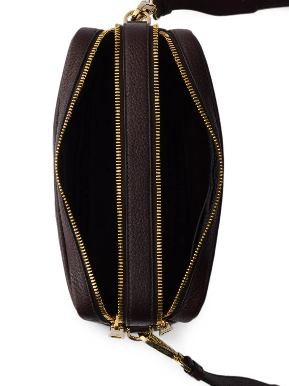 Prada Kleine leren crossbodytas met dubbele rits Bruin